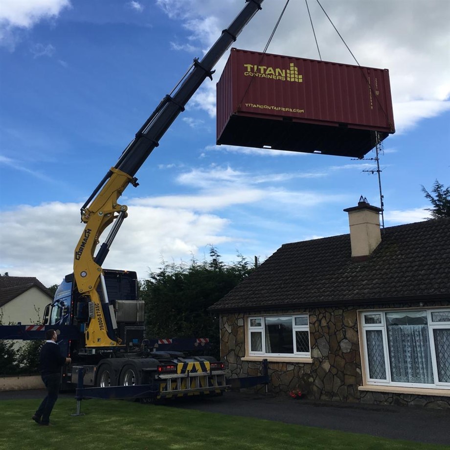Crane 20 foot storage container hiab lift ireland TITAN Containers