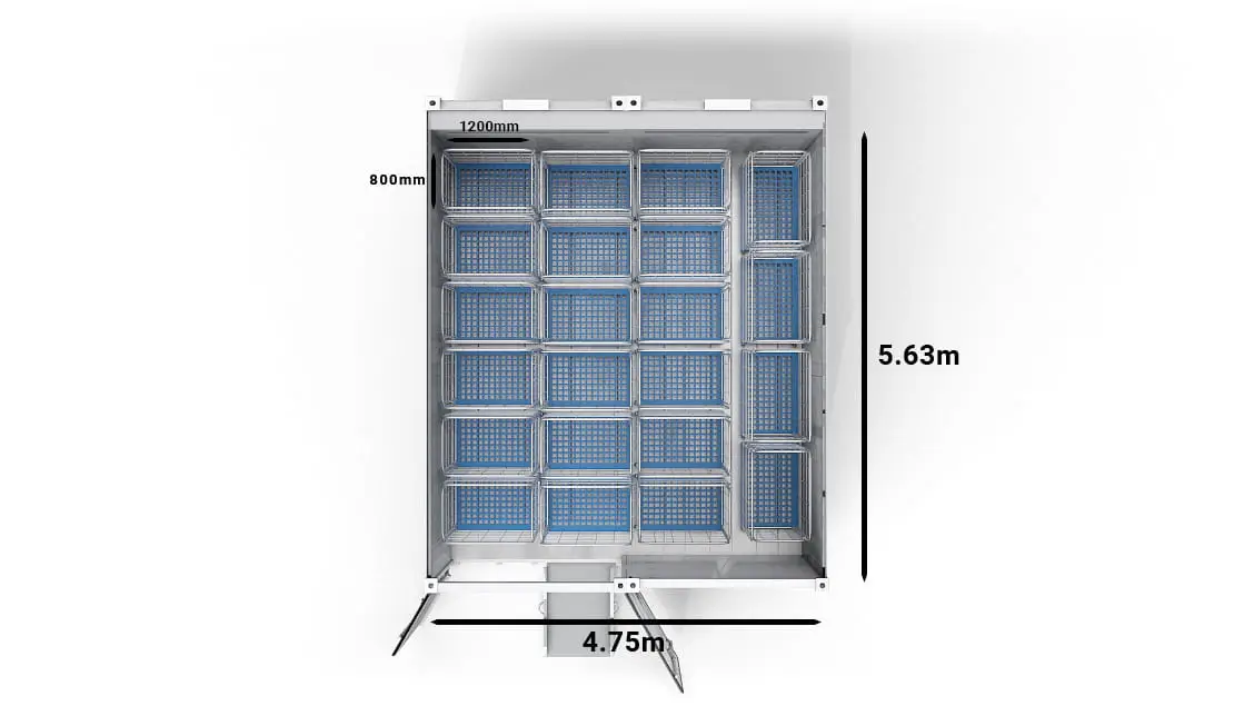 22 Trolleys in a 2-Bay 20ft Arctic SuperStore
