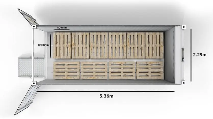 ArcticStore 20ft Pallets Euro Top Dimensions