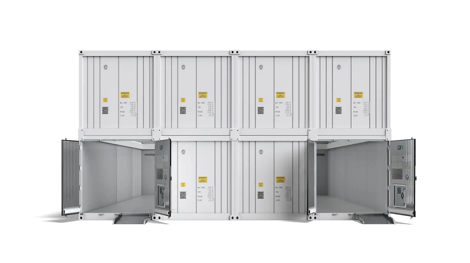 Arctic MegaStore modular cold storage containers shown in stacked configuration